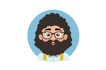Beard Spectacles cartoon character vector illustration