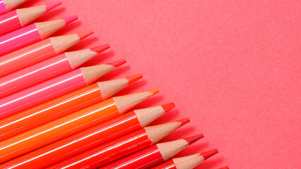 colored pencils, colors, red, orange