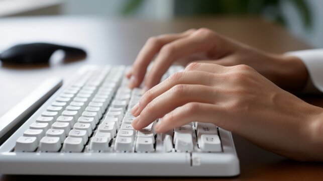 Empowering Communication: Touching the World Through Braille - Inspiring Stock Image of Hands Mastering Tactile Keys