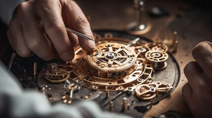 Masterful Precision: Captivating Watchmaker's Hands Craft Intricate Gears with Expertise and Care