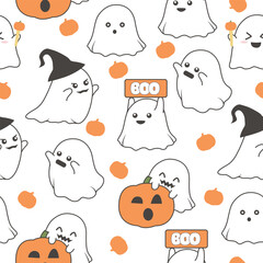 Cute Halloween Ghost character Pattern