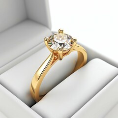 Elegant Gold Engagement Ring with Solitaire Diamond. Generative ai