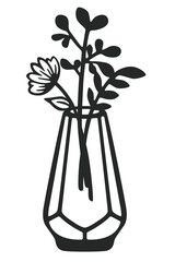 Silhouette art,vase with flowers