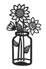 Silhouette art,bouquet of sunflowers.