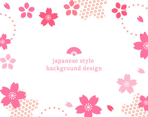 桜モチーフの和風背景素材、春カラーのデザインテンプレート
