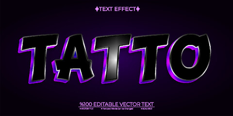 Cartoon Dark Purple Tattoo Editable Vector 3D Text Effect