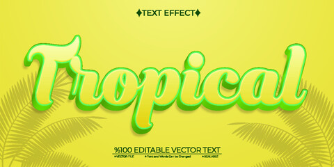 Green and Yellow Tropical Editable Vector 3D Text Effect - obrazy, fototapety, plakaty