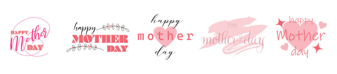 Set of clipart for Mother's Day on white background - obrazy, fototapety, plakaty