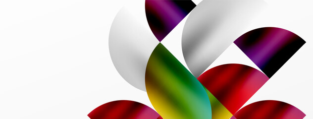 Minimalist geometric background featuring metallic round triangles, delivering sleek and modern visual aesthetic with emphasis on clean, metallic forms for wallpaper, banner, background, landing page