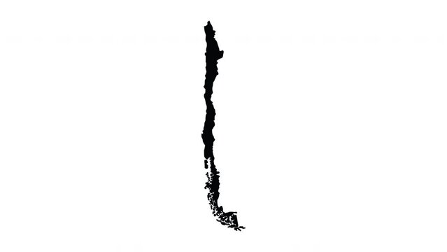 animation forming a map of the country of Chile