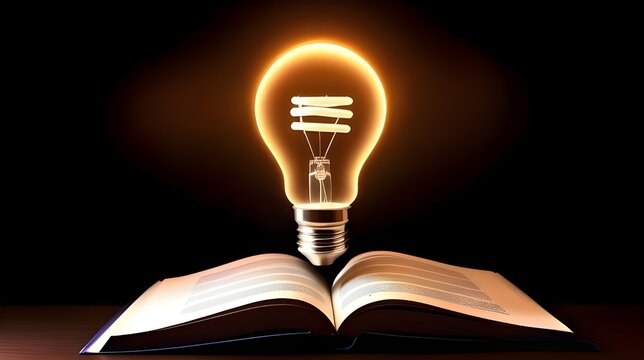 World Intellectual Property Day, April 26. Glowing Light bulb and logos of music, Inventions, industrial designs, computer codes, books, poems, films, photographs, online content with copy space