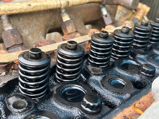 car engine parts, close up view