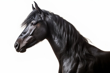 Murgese close-up portrait on a white background.