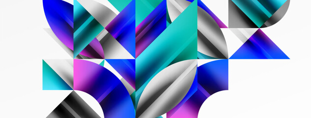 Abstract geometric shapes symbolizing creative technology, digital art, social communication, and modern science. Ideal for posters, covers, banners, brochures and websites