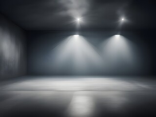 empty abstract industrial concrete interior. concrete floor and dark room. 3d illustration