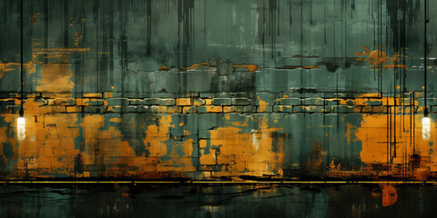 A digital painting of a rusted metal wall, showcasing grungy dystopia through detailed, abstracted techniques.