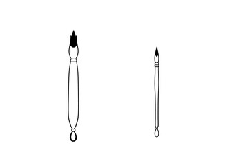 習字の大筆と小筆のモノクロイラスト