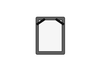 習字の半紙と下敷きと短い文鎮のイラスト