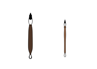 習字の大筆と小筆のカラーイラスト