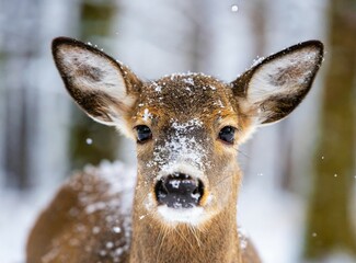 Doe in snow forest
