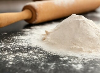 Rolling pin and flour