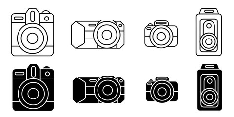 Camera photography. Vector collection of camera icon illustrations. Black icon design.