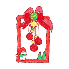 Child's Art Red Photo Frame with Snowman Christmas Decor