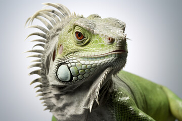 Obraz premium Iguana close-up portrait on a white background.