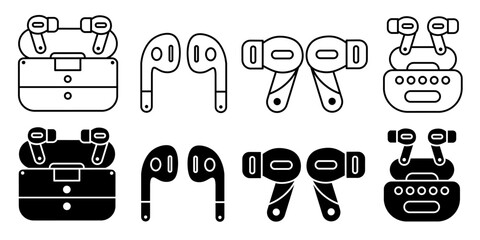 Fototapeta premium Headphone. Vector collection of headphone icon illustrations. Black icon design.