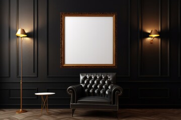 Elegant frame mock-up in an upscale art gallery