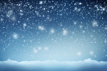 Snowy winter sky background with snowflakes gently falling