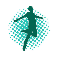 Silhouette of a man jumping pose. Silhouette of a casual male jump.