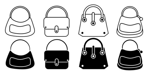 Bag. Vector collection of bag icon illustrations. Black icon design.