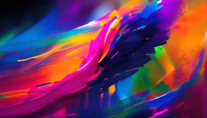 Obraz na płótnie Canvas abstract watercolor background, the vibrant dance of colors with a neon-lit brushstroke, a design element that breathes life into the canvas.