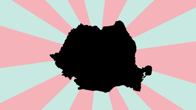 Animated map of the country of Romania with a rotating background
