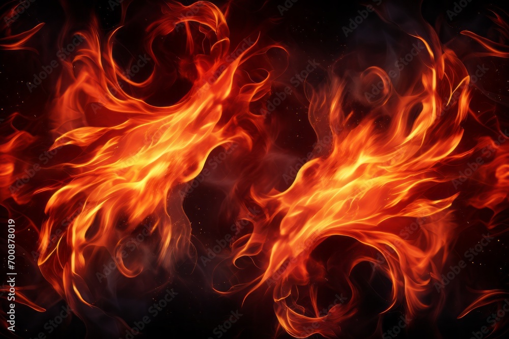 Poster enchanting fire background with intricate patterns formed by dancing flames