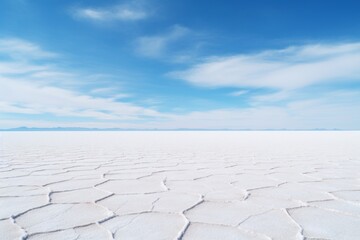 Vast salt flats extending to the horizon under a clear sky