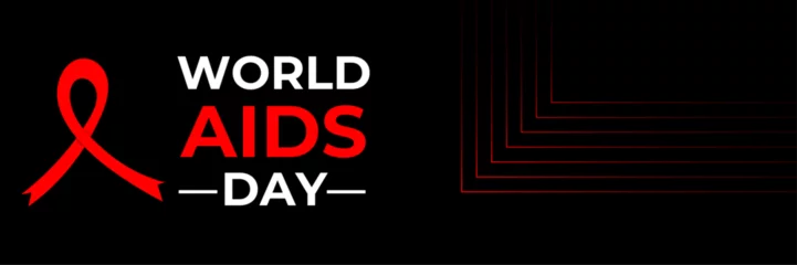 Foto auf Acrylglas World Aids Day. Minimalist background with red ribbon and Luxury Style. Designed for web, banner, cover, wallpaper, flyer, template, presentation, backdrop, website, etc. vector illustration © Umar