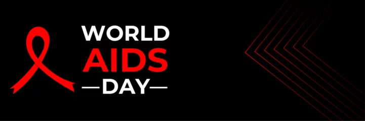 Fotobehang World Aids Day. Minimalist background with red ribbon and Luxury Style. Designed for web, banner, cover, wallpaper, flyer, template, presentation, backdrop, website, etc. vector illustration © Umar