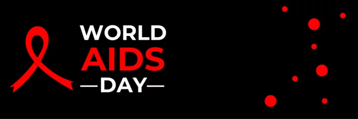 Wandcirkels aluminium World Aids Day. Minimalist background with red ribbon and Luxury Style. Designed for web, banner, cover, wallpaper, flyer, template, presentation, backdrop, website, etc. vector illustration © Umar