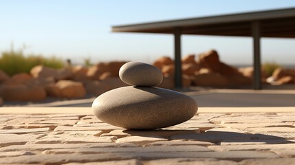 Balanced pebbles on the terrace 