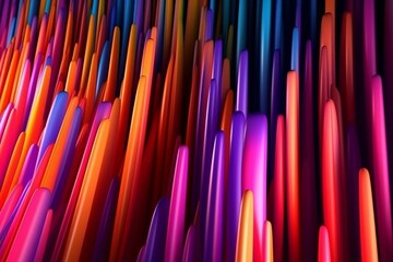 Colorful vibrant backdrop with glowing stripes. Three-dimensional illustration. Generative AI