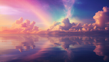 Aerial view Beautiful view of the sunset over the sea and colorful sky over an ocean, The sky...