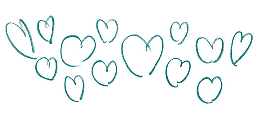 Fototapeta premium Pencil drawing green heart isolated on transparent background.