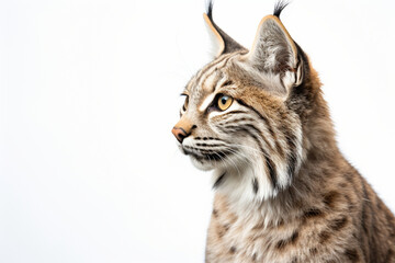 Obraz premium Bobcat close-up portrait on a white background.