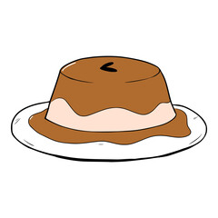 caramel pudding colored illustration hand drawn vector