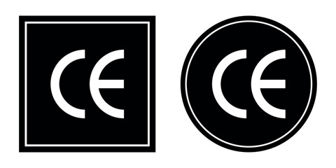 CE marking icon vector in circle and square style .Transparent background