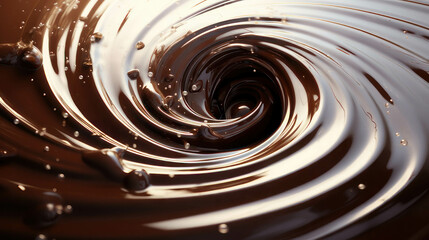 Melted chocolate swirl background, Chocolate fluid 3d render background, Abstract dark brown color flowing liquid.