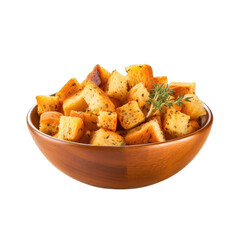Croutons isolated on transparent background