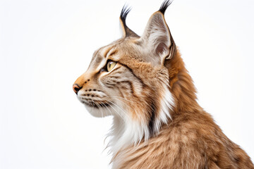 Naklejka premium Lynx close-up portrait on a white background.